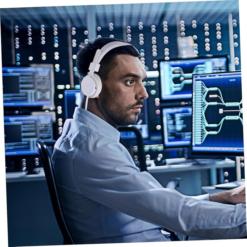 White Wired Over Ear Headphones with Noise Cancelling Microphone Comfortable Gaming Headset for Laptop - Image 5
